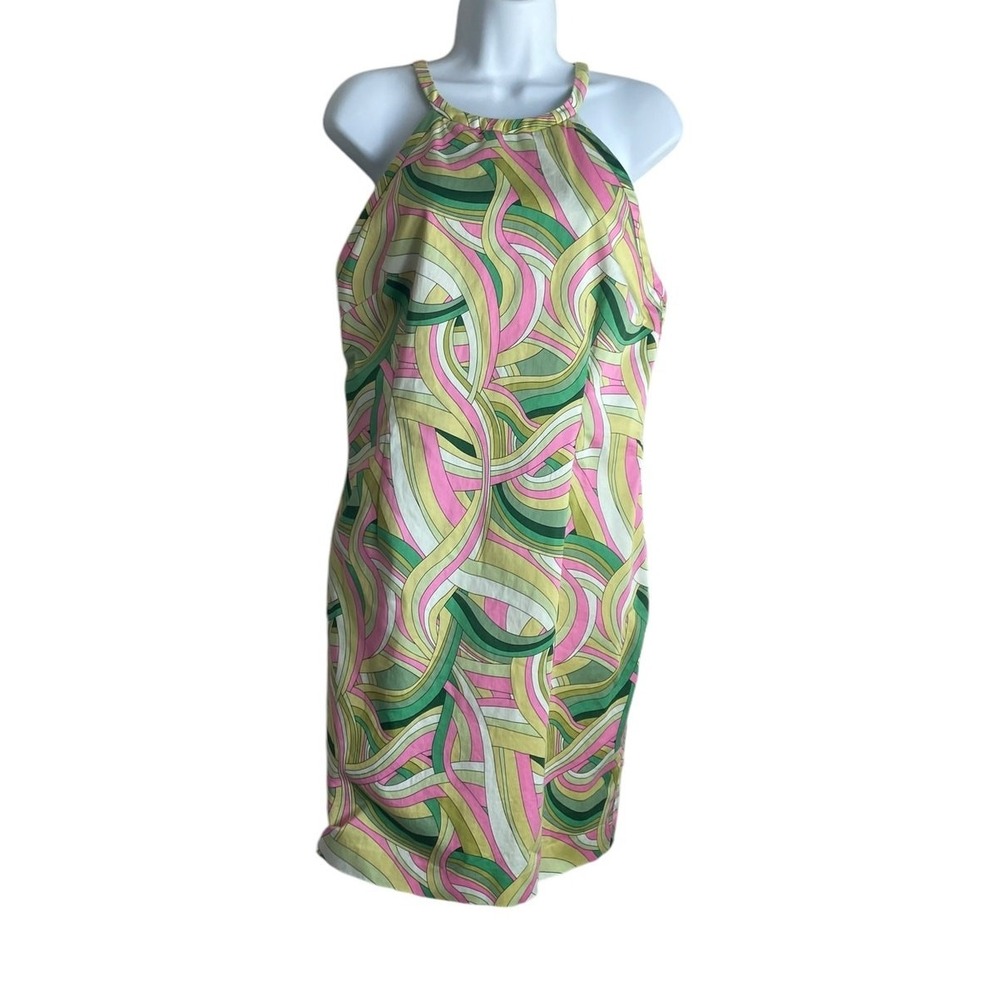 Nine West Women Mini Dress 10 Multicolor Retro Style Print Y2K Vibrant Travel